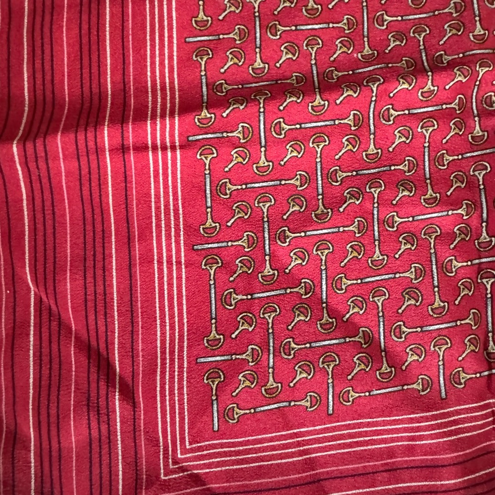 Red Gucci Equestrian Print Silk Scarf